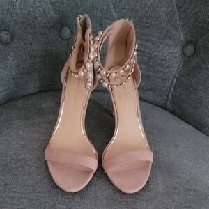 Jessica Simpson Pink Pearl Embellished Heels